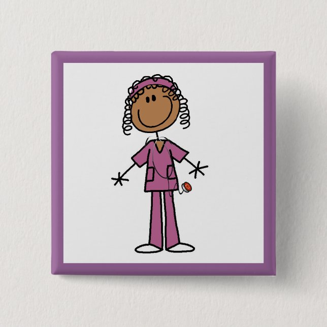 African American Nurse 15 Cm Square Badge (Front)