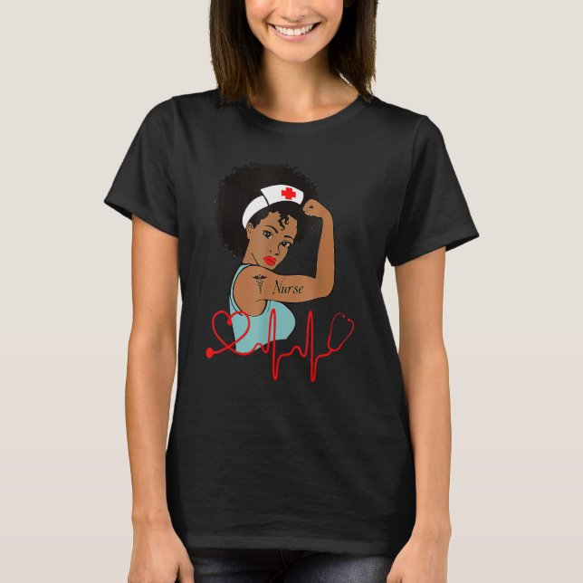 African American Nurse Black History Month Pride B T-Shirt (Front)