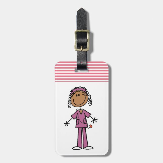 African American Nurse Luggage Tag (Front Vertical)