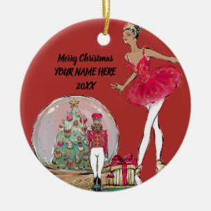 African American Nutcracker Ballet Dancer Ceramic Tree Decoration