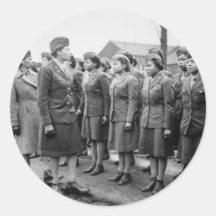 African American Office Inspects Troops Classic Round Sticker