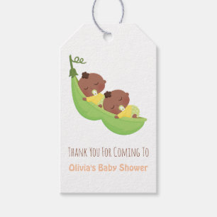 African American Pea Pod Twin Thank You Gift Tags