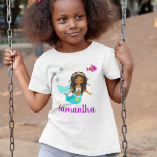 African American Personalized Mermaid Cute T-Shirt