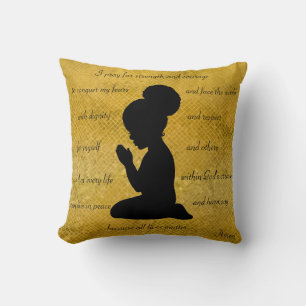 African American Pillow Child Praying Silhouette