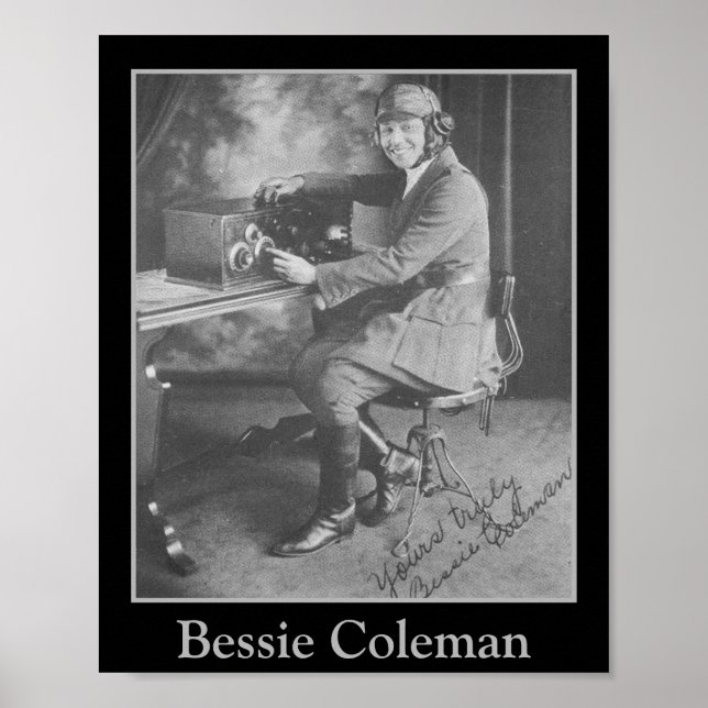 African-American Pilot Bessie Coleman Portrait Poster (Front)