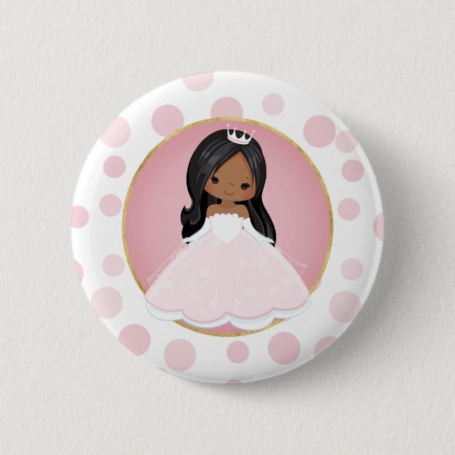 African American Pink Princess 6 Cm Round Badge (Front)