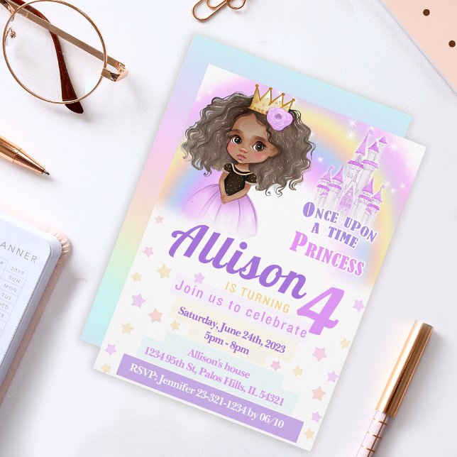 African American pink princess birthday invitation (Creator Uploaded)