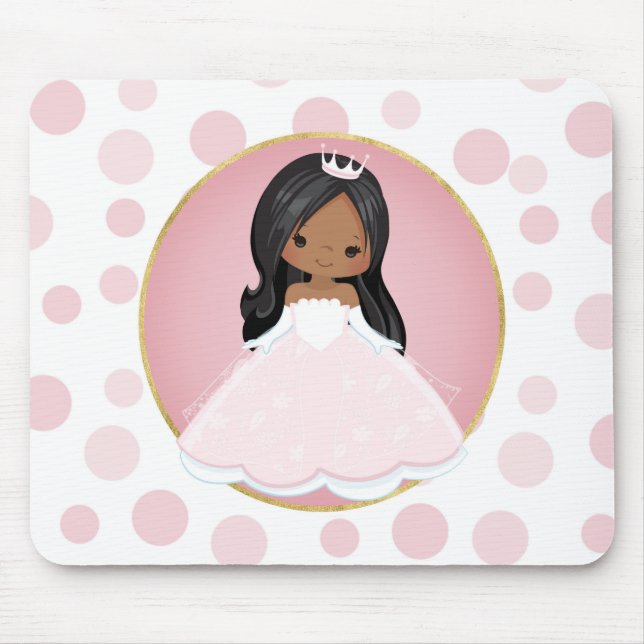 African American Pink Princess Mouse Pad (Front)