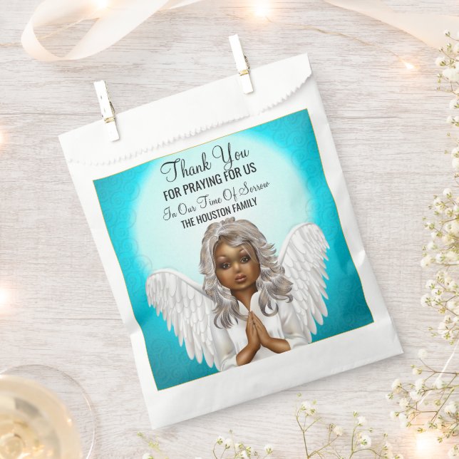 African American Praying Angel Favour Bags (Clipped)