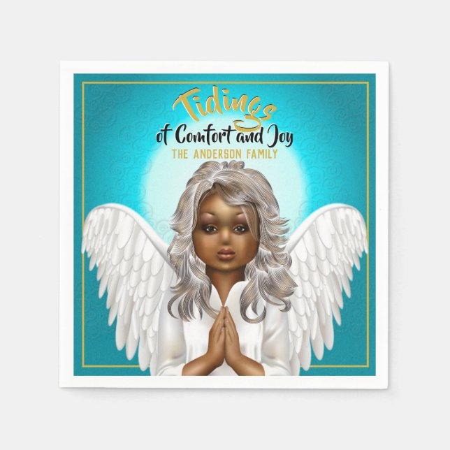 African American Praying Angel Napkin (Front)