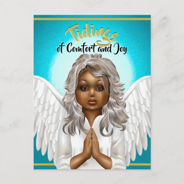 African American Praying Angel Postcard (Front)