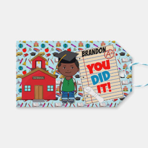 African American Preschool Graduation Tag BOY