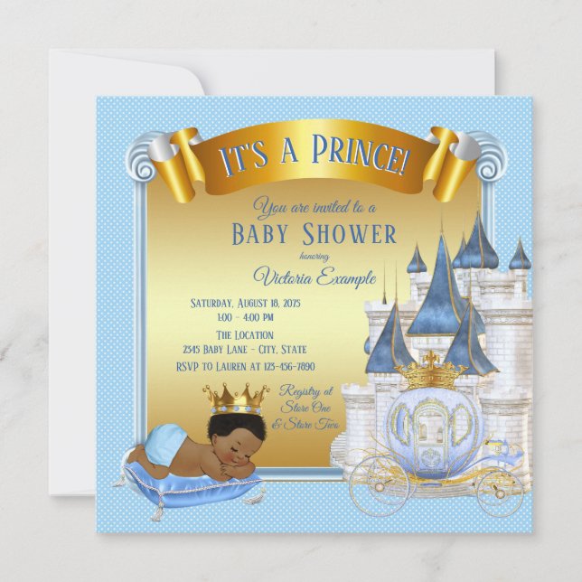 African American Prince Baby Shower Invitations (Front)