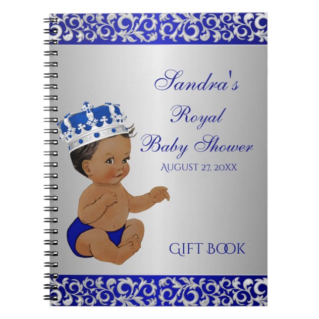 African American Prince Blue Silver Gift Guest Spiral Notebook (Front)
