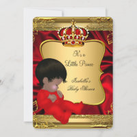 African American Prince Boy Baby Shower Red Gold