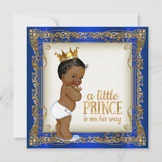 African American Prince Ethnic Boy Baby Shower Invitation (Front)