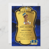 African American Prince Gold Blue Baby Shower