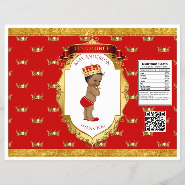 African American Prince Red Gold Chip Bag Wrapper (Front)
