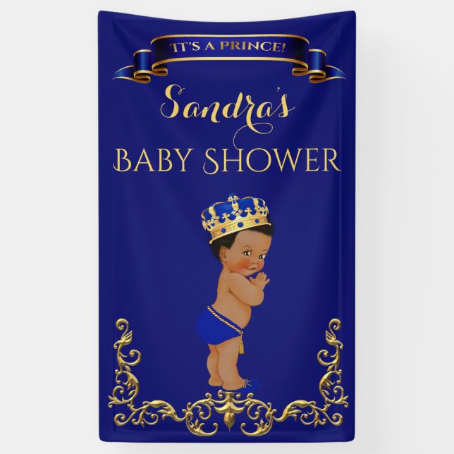 African American Prince Royal Blue Gold Banner (Vertical)