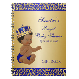 African American Prince Royal Blue Gold Gift Guest Spiral Notebook