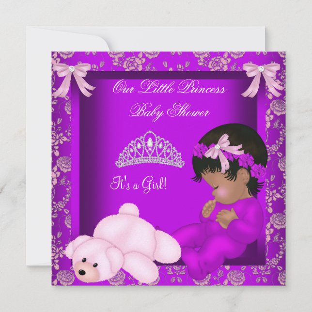 African American Princess Baby Shower Girl 3 Invitation (Front)