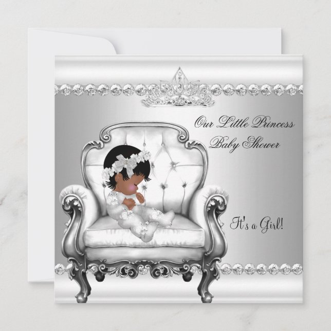 African American Princess Baby Shower Girl Chair 2 Invitation (Front)