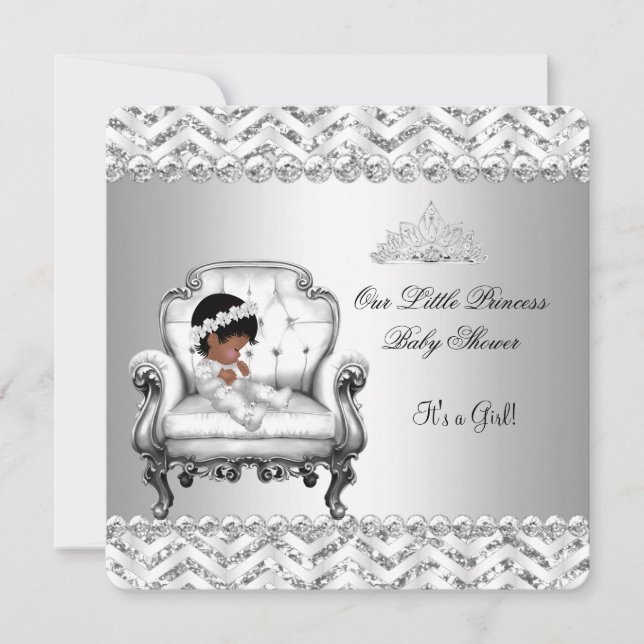 African American Princess Baby Shower Girl Chair 2 Invitation (Front)