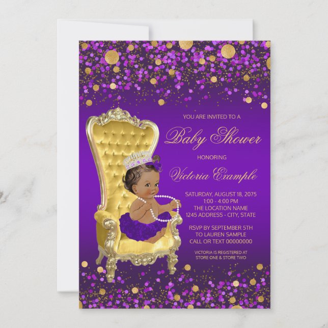 African American Princess Baby Shower Invitation (Front)