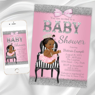 African American Princess Baby Shower Invitation