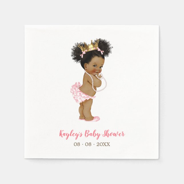 African American Princess Baby Shower Napkin (Front)