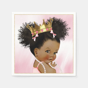 African American Princess Baby Shower Paper Napkin