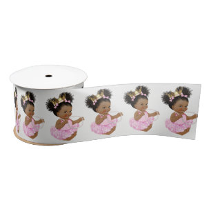 African American Princess Baby Shower Ribbon Satin Ribbon