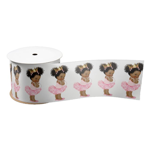 African American Princess Baby Shower Ribbon Satin Ribbon (Spool)