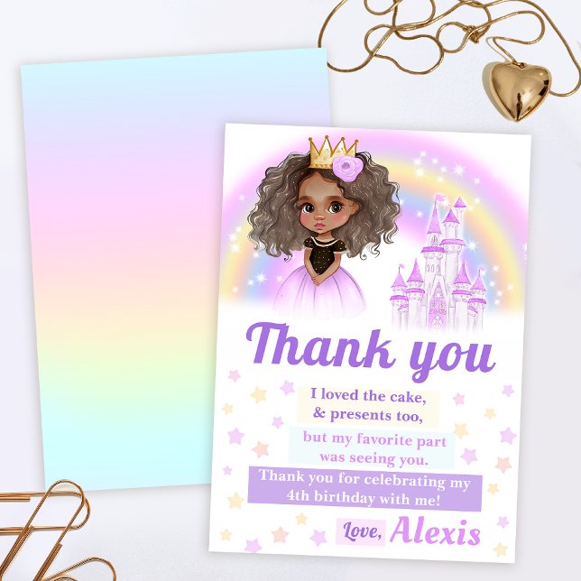 African American princess birthday thank you card (Creator Uploaded)