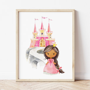 African American Princess, Castle, Girl Nursery Photo Print