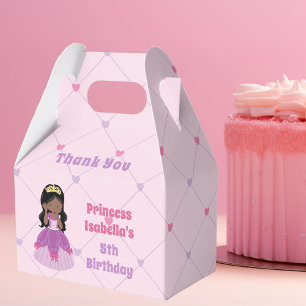 African American Princess Cute Pink Birthday Party Favour Box