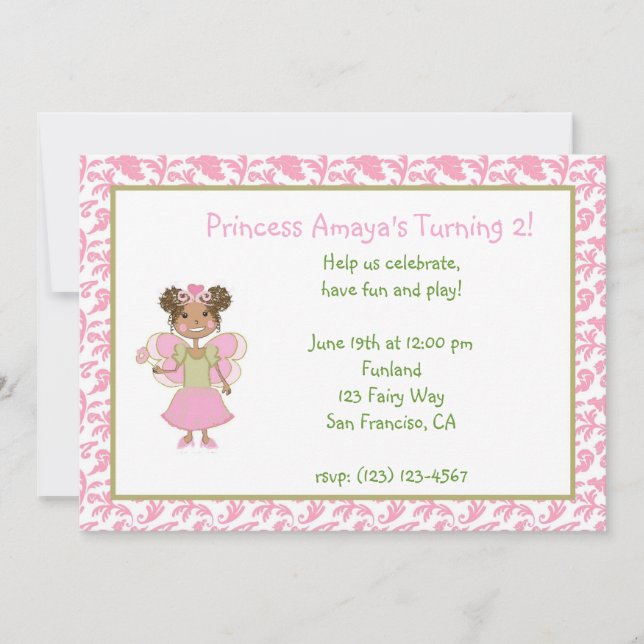 African American Princess Fairy Invitation (Front)