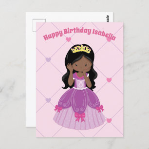 African American Princess Girl Custom Birthday Postcard
