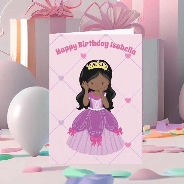 African American Princess Kids Custom Birthday Card (Creator Uploaded)