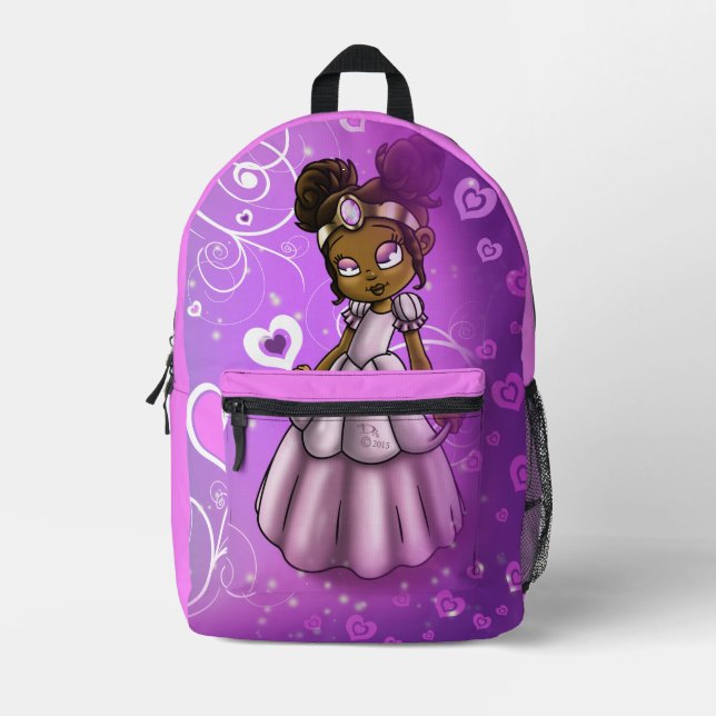 African American Princess on Printed Backpack (Front)