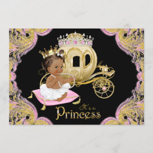 African American Princess Pink Black Baby Shower Invitation