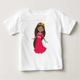 African American Princess, Queen, Crown, Red Dress Baby T-Shirt