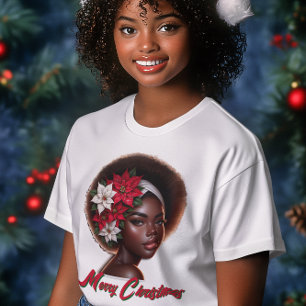 African-American Queen With Poinsettias T-Shirt Tri-Blend Shirt
