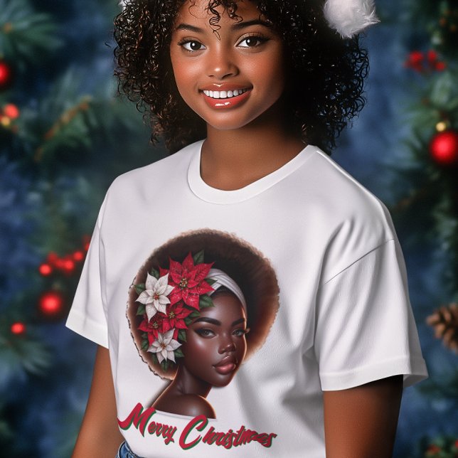 African-American Queen With Poinsettias T-Shirt Tri-Blend Shirt (Creator Uploaded)