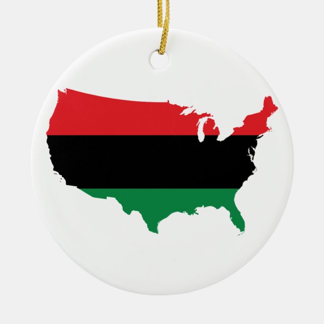 African American _ Red, Black & Green Colours Ceramic Tree Decoration (Front)