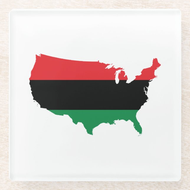 African American _ Red, Black & Green Colours Glass Coaster (Front)