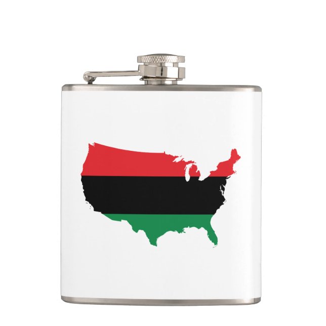 African American _ Red, Black & Green Colours Hip Flask (Front)