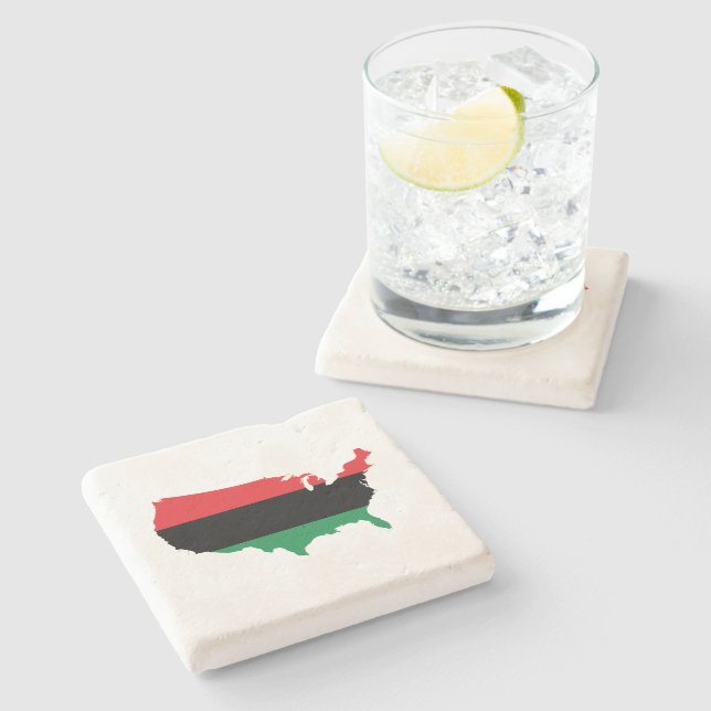African American _ Red, Black & Green Colours Stone Coaster (Side)