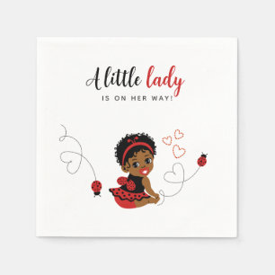 African-American Red Black Ladybug Baby Shower Napkin
