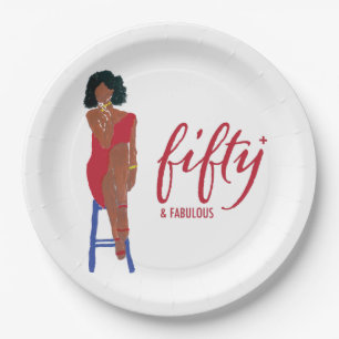 African American Red Dress Diva 50+ & Fabulous Paper Plate